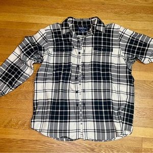 VINTAGE 1990’s POLO by RALPH LAUREN Black and White plaid Flannel 100% Cotton